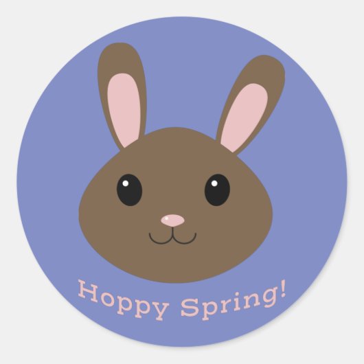 Hoppy Spring Bunny Ronde Sticker (Voorkant)
