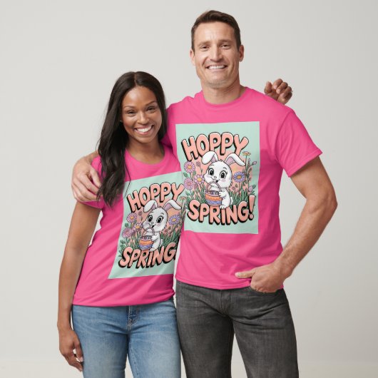 Hoppy Spring Bunny T-shirt - Schattige paasflora (Unisex)