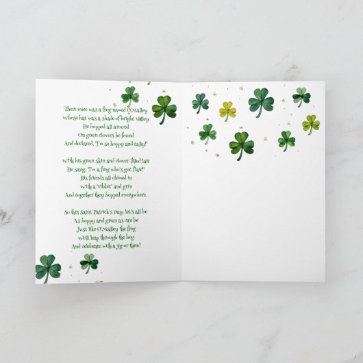 Hoppy St Patrick's Day Wooly Frog Kaart (Binnen)