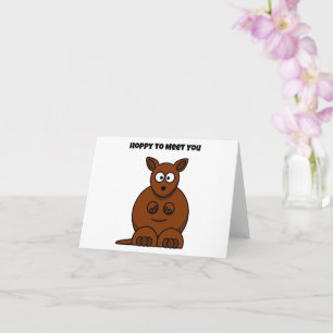 Hoppy to Meet You Kangaroo Funny Cartoon Kaart