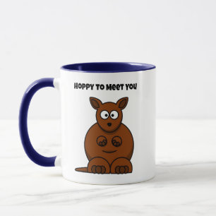 Hoppy to Meet You Kangaroo Funny Cartoon Mok