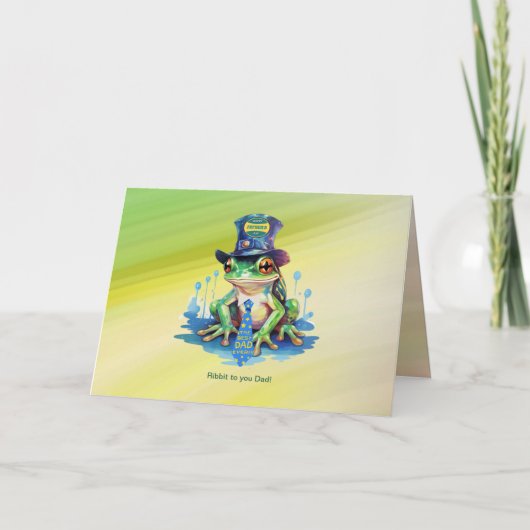 "Hoppy" Vaderdag Frog Top Hoed en Stropdas Design Kaart (Voorkant)