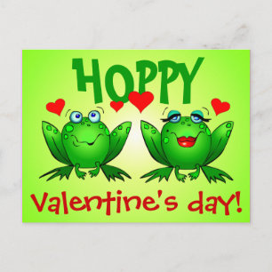 Hoppy Valentijnsdag Groene Cartoon Kikkers Briefka Feestdagenkaart
