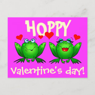 Hoppy Valentijnsdag Happy Cartoon kikkers Briefkaa Feestdagenkaart