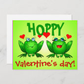 Hoppy Valentines Day Carte postale Grenouilles à c (Devant / Derrière)