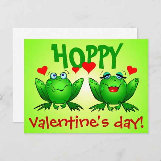 Hoppy Valentines Day Carte postale Grenouilles à c (Devant / Derrière)