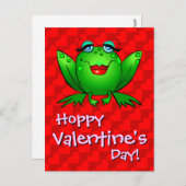 Hoppy Valentines Day Coeurs rouges Lady Frog Carte (Devant / Derrière)
