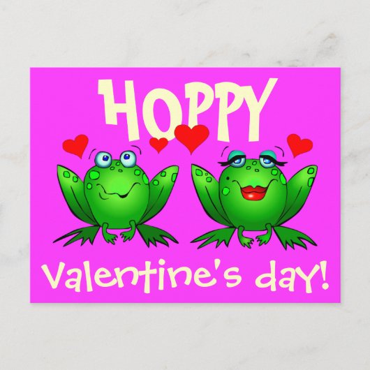 Hoppy Valentines Day Happy Cartoon Frogs Carte pos (Devant)