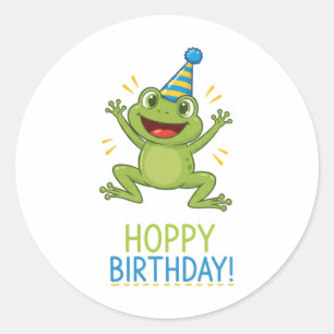 Hoppy Verjaardag Grappige Kikker Kinderen Ronde Sticker