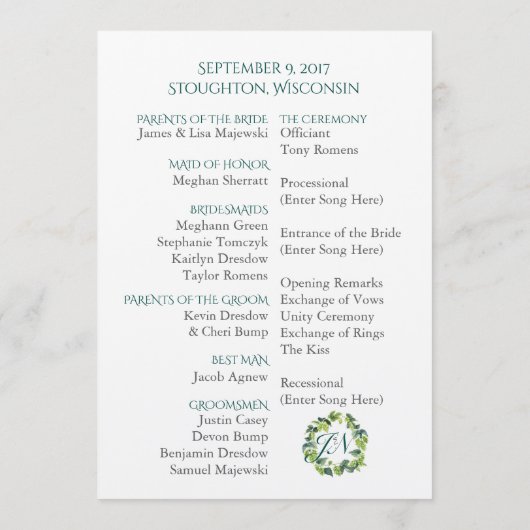 Hops, Programme de Mariage de Bières (Dos)