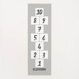 Hopscotch Black op Grey White Yoga Mat