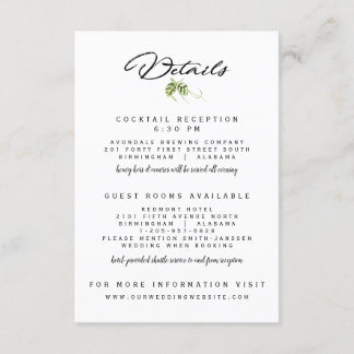 Hopvine Wedding Invitation Receptie Details Kaart