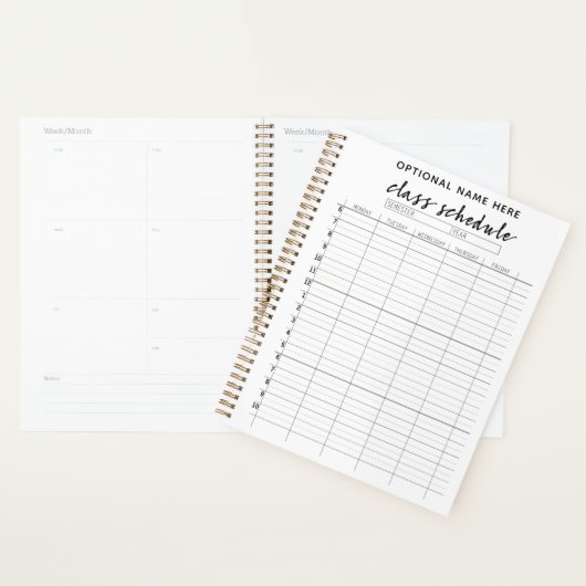 Horaire de classe pour le semestre - noir et blanc (Devant avec enveloppe)