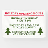 Horaires d'ouverture des fêtes panneau de bannière (Horizontal)