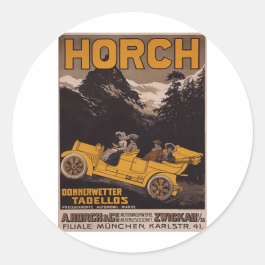 HORCH Automobile Ronde Sticker (Voorkant)