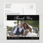 Horiz. B&W Aangepaste trouwfoto Dank u Briefkaart (Voorkant / Achterkant)