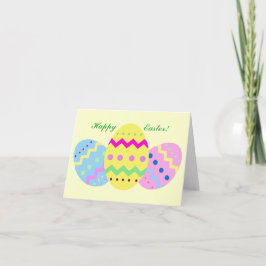 Horiz. - "Happy Easter" kleurrijke eieren Feestdagen Kaart