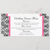 Horiz.Victoriaans Fuchsia Roze en Witte Damast Men Menu (Voorkant / Achterkant)