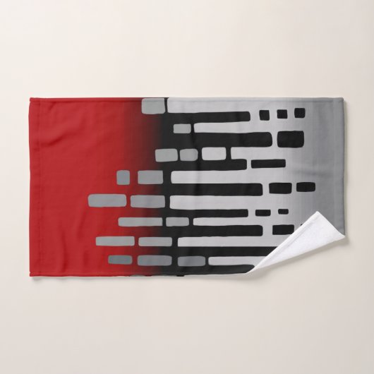 horizon Abstrait, rouge, gris clair, noir (Serviette à main)