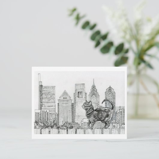 Horizon de Philly - Chat sur une clôture Carte pos (Debout devant)