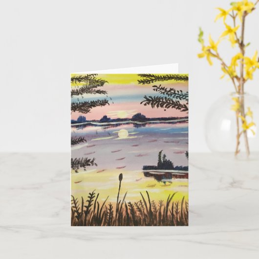 Horizon Soleil, avec texte, carte 4 pouces x 5,6 p (Fleur jaune)