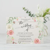 Horizonal Rustic Elegant Roos met schaars olievloe Kaart (Staand voorkant)