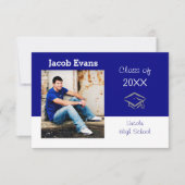 Horizontaal blauw met foto-3x5Afstuderen Aankondig Kaart (Voorkant)