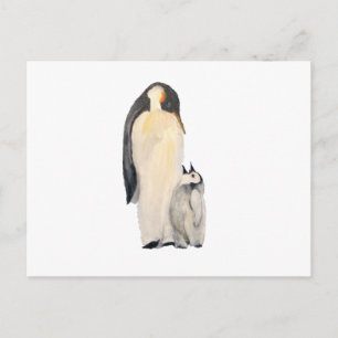 Horizontaal Briefkaart "vader en zoon pinguïn"