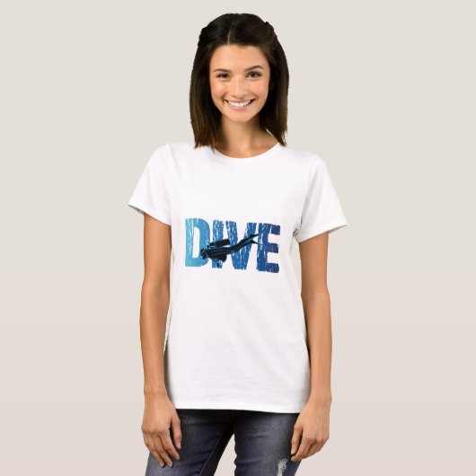 Horizontaal duiken t-shirt (Voorkant volledig)