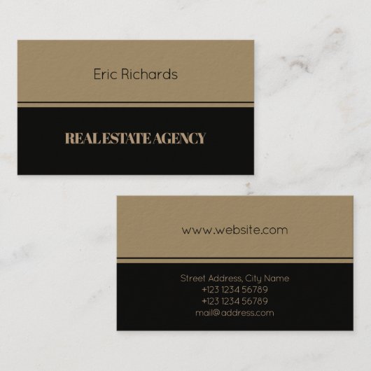 Horizontaal elegant gesplitst in zwart visitekaartje (Voorkant / Achterkant)