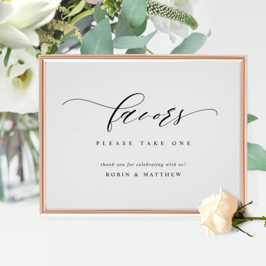 Horizontaal Elegant Script Wedding Favor Sign Poster