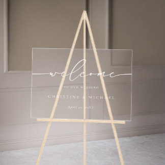 Horizontaal elegant script welkome bruiloft acryl bord