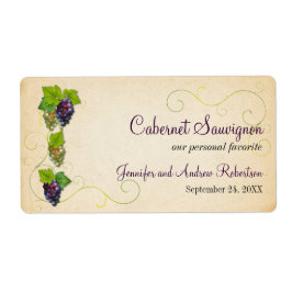 Horizontaal flesje druivenwijn etiket