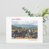 Horizontaal foto Merry kerstscript rode vlek Feestdagenkaart (Staand voorkant)