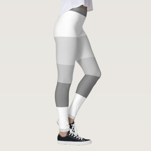 Horizontaal gestreept patroon grijs en wit leggings (Rechts)