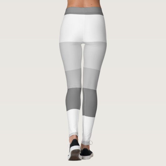 Horizontaal gestreept patroon grijs en wit leggings (Achterkant)