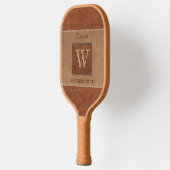 Horizontaal lederen toonband Tan Chestnut Brown Pickleball Paddle (Links)