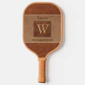 Horizontaal lederen toonband Tan Chestnut Brown Pickleball Paddle (Achterkant)
