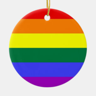 Horizontaal regenboogvlag met Gay Pride Keramisch Ornament