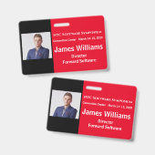 Horizontaal Symposium Badge Rood, Wit, Zwart (Voor- en achterkant)