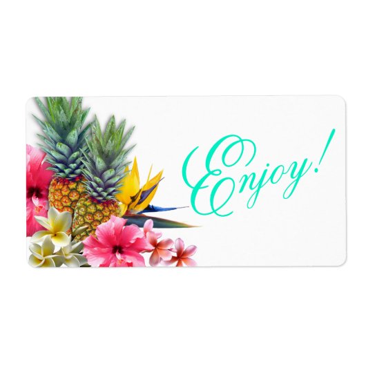Horizontaal tropisch Hawaïaans plezier Etiket (Voorkant)