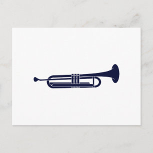 Horizontaal Trumpet Solid Blue Musician Grafisch Briefkaart