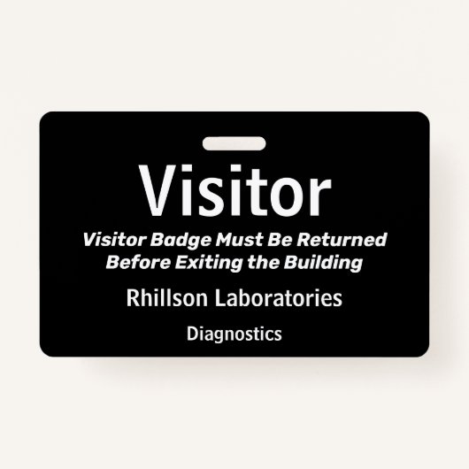 Horizontaal Visitor Pass Black and White Design Badge (Voorkant)