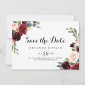 Horizontaal weduwschap tussen de Robuuste Bourgogn Save The Date (Voorkant)