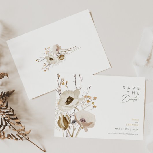 Horizontaal Wilde bloem sparen de Datum Save The Date