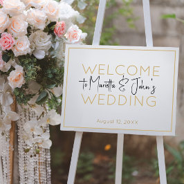 Horizontaal Wit Gouden Elegant Huwelijks Welkom Bo Poster