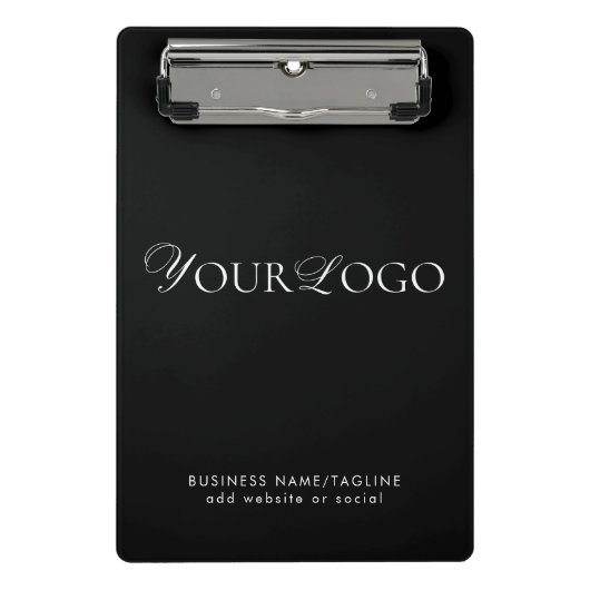 Horizontaal Zwart Bedrijf Custom Thin Logo Mini Klembord (Voorkant)