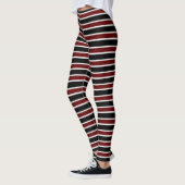 Horizontaal zwart maroon White Stripe Pattern Leggings (Links)
