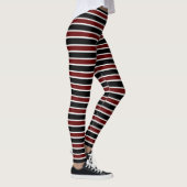 Horizontaal zwart maroon White Stripe Pattern Leggings (Rechts)