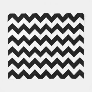 Horizontaal zwart-wit zigzag fleece deken